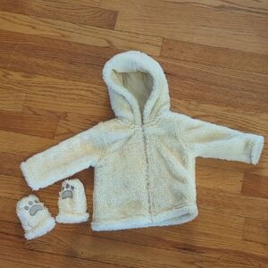 Carter's Cream Sherpa Hoodie With Matching Mittens